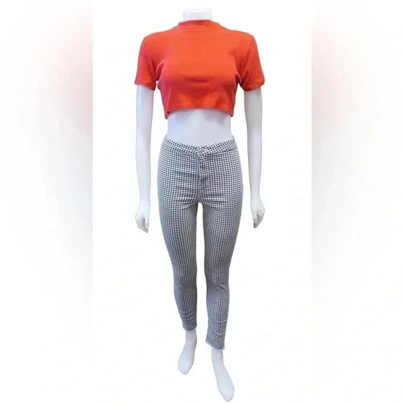 Divided H&M Jeans High Rise Black & White Checkered Pants Size 6 - Picture 2 of 9